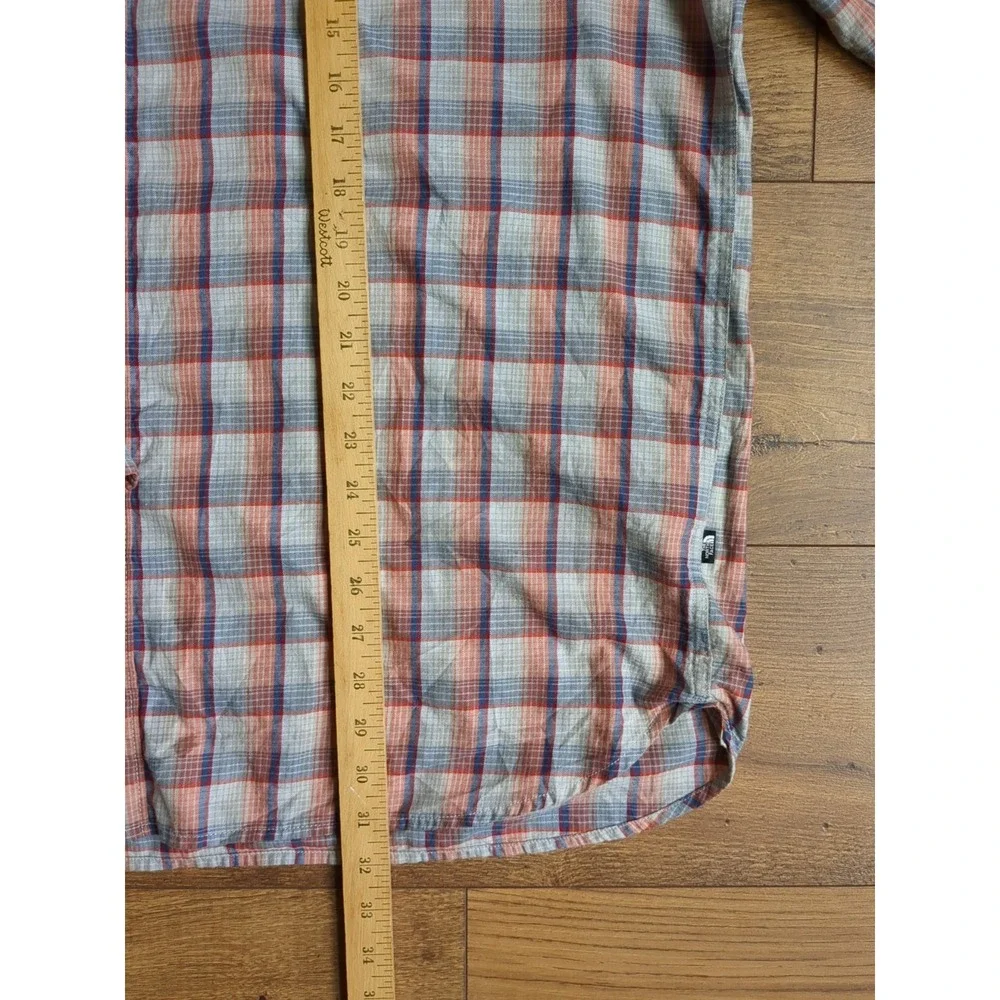 The North Face Shirt Mens 2XL Tan Red‎ Plaid Long Sleeve Button Down Outdoors